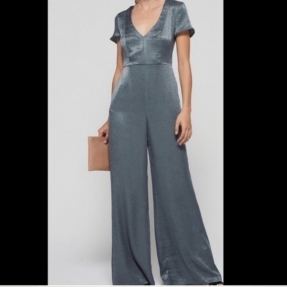 Show Me Your MuMu Pants - Show Me Your Mumu NWT Slate Sage Sheen BriannaJumpsuit Size XSMALL